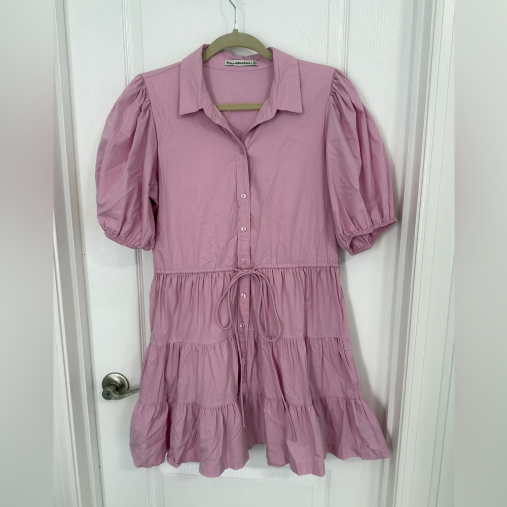 Abercrombie & Fitch Light Pink Puff Sleeve Shirt Dress